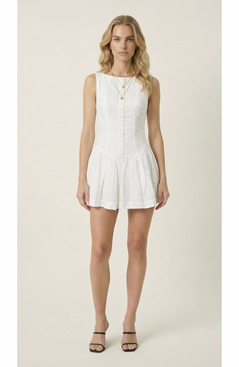 Modenaire Sleeveless Eyelet Mini Dress, Alternate, color, White