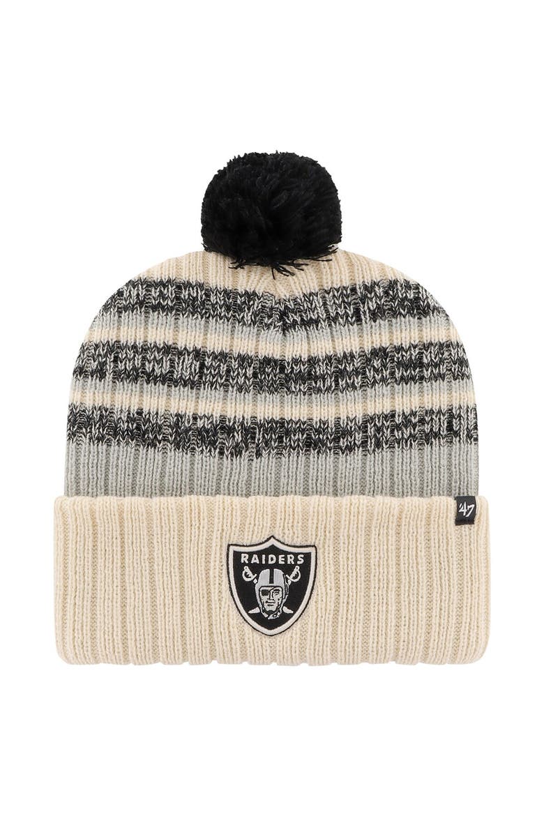 Men's '47  Natural Las Vegas Raiders  Tavern Cuffed Knit Hat with Pom, Main, color, Cream