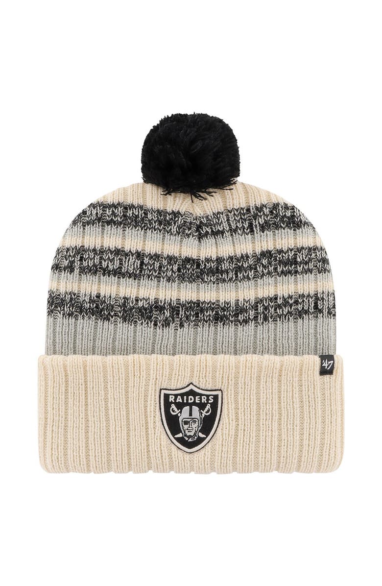 '47 Men's '47  Natural Las Vegas Raiders  Tavern Cuffed Knit Hat with Pom, Main, color, Cream