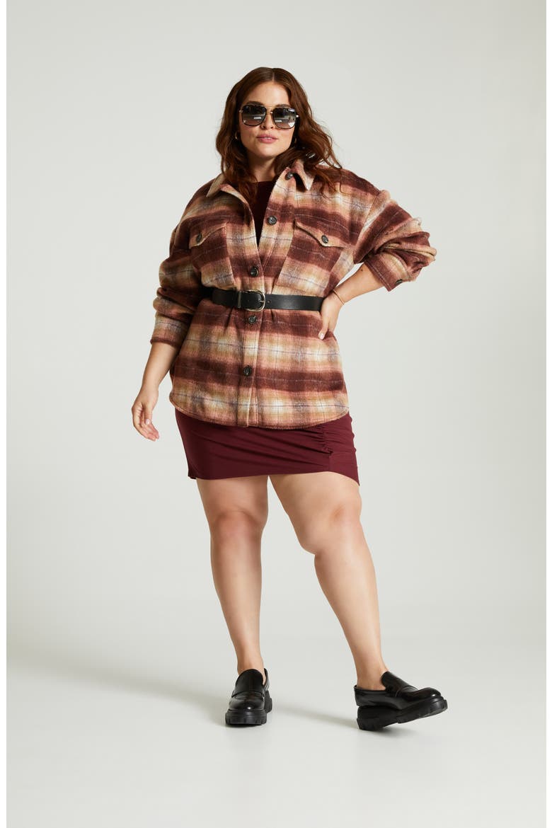 Plaid Brushed Shacket, Alternate, color, BROWN FIVER OMBRE PLAID