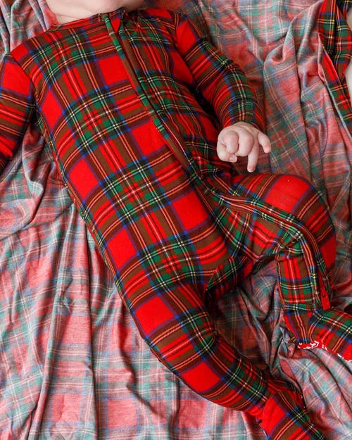 Lev Baby December Boy Zippered Footie In Red