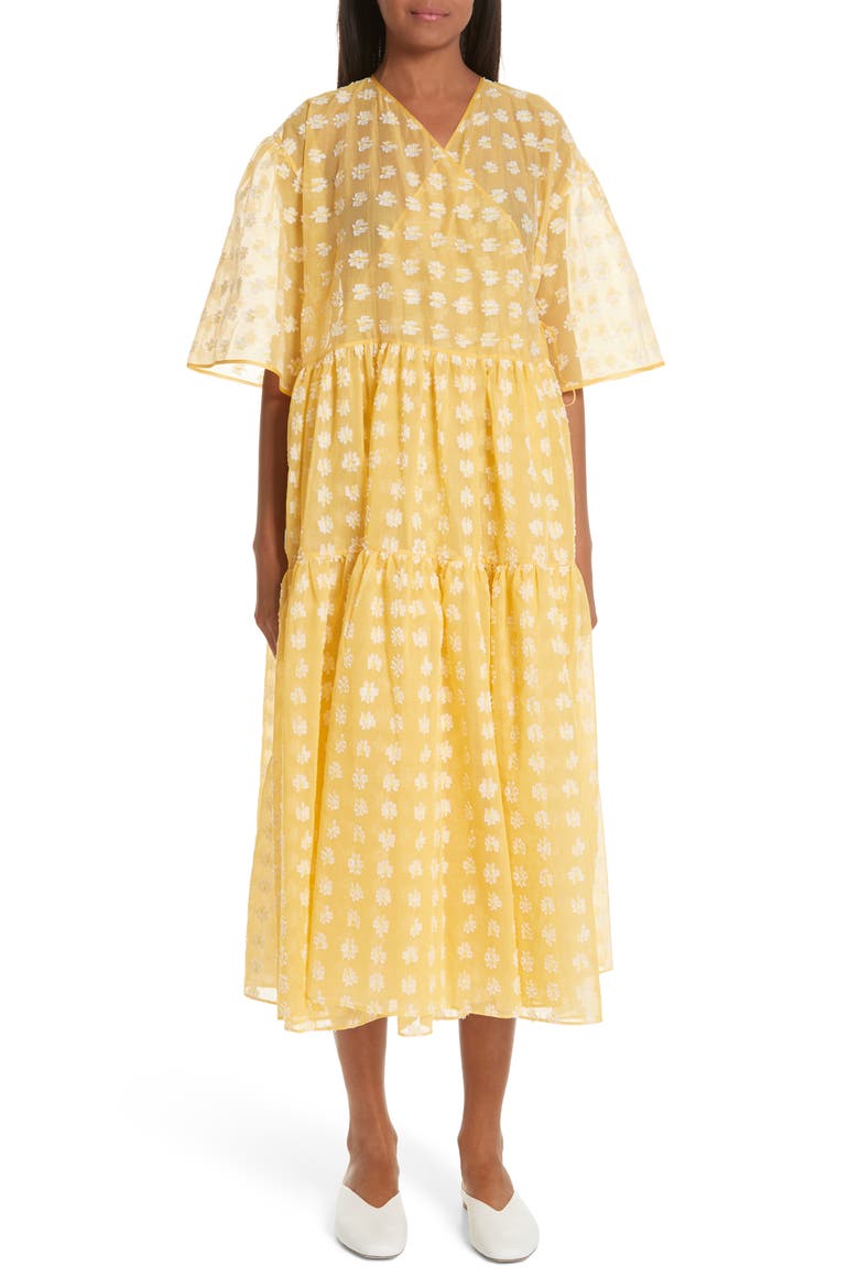 Patricia Wrap Dress, Main, color, WHITE/ YELLOW