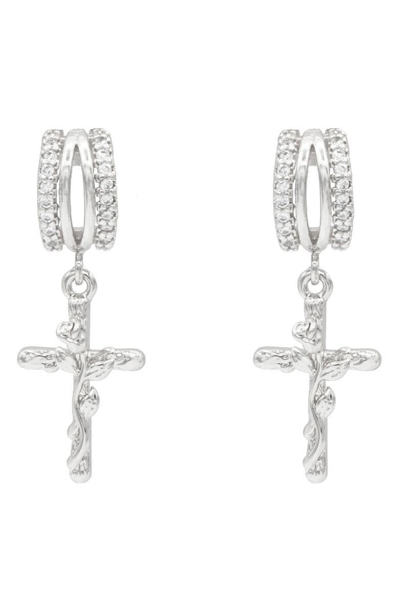 LA MENO Inner Hope Hoop Earrings, Main, color, Silver