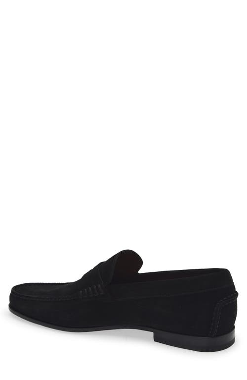 Santoni Suede Penny Loafer In Blue