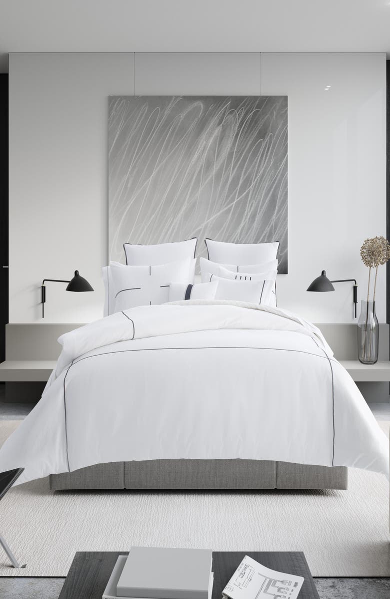Vera Wang Zigzag Cotton Sateen Duvet Cover & Sham Set, Alternate, color, White