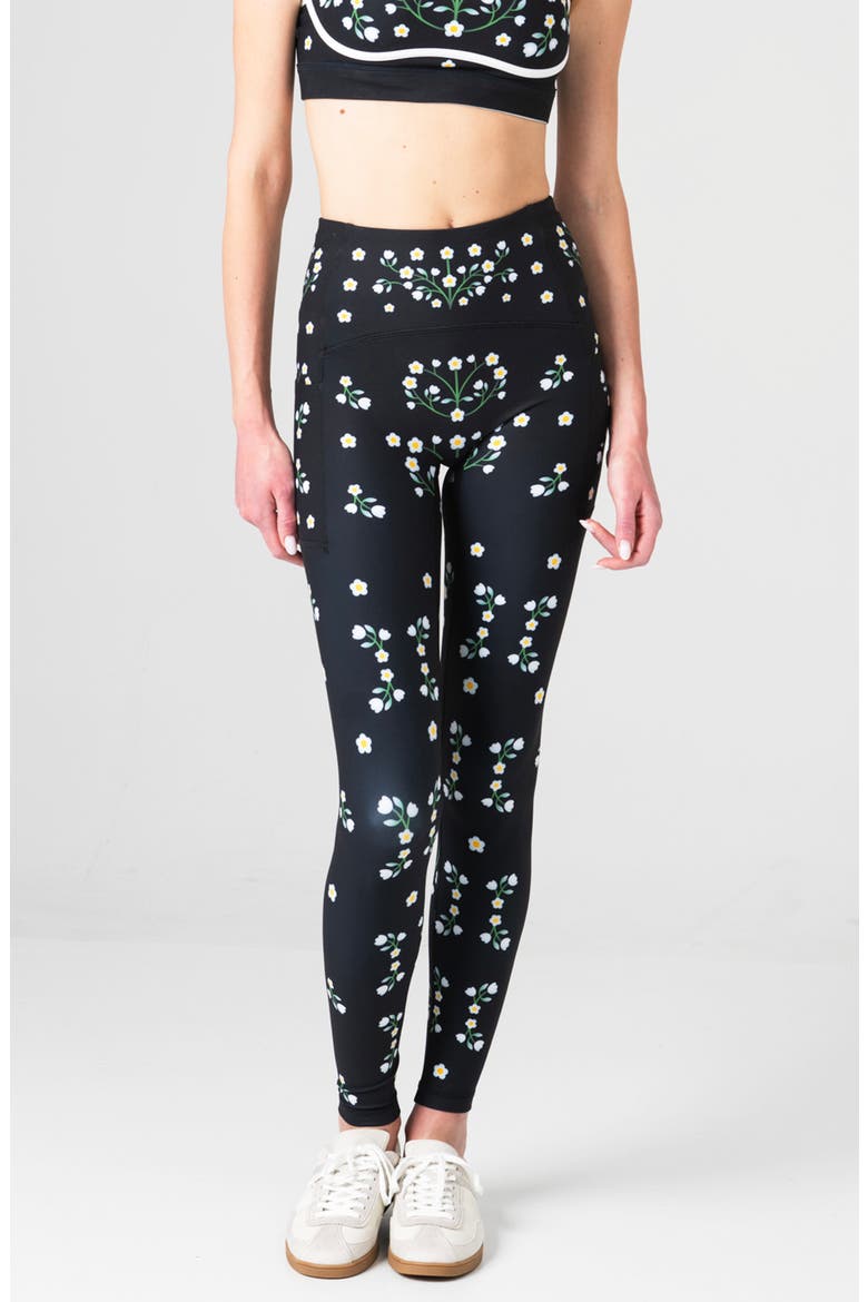 Night Garden High-Waisted Leggings, Main, color, Black