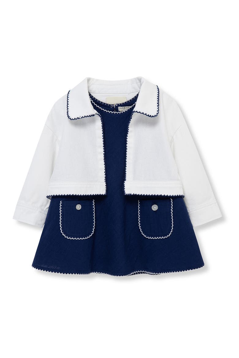 Embroidered Cotton Jacket, Dress & Bloomers Set, Alternate, color, BLUE