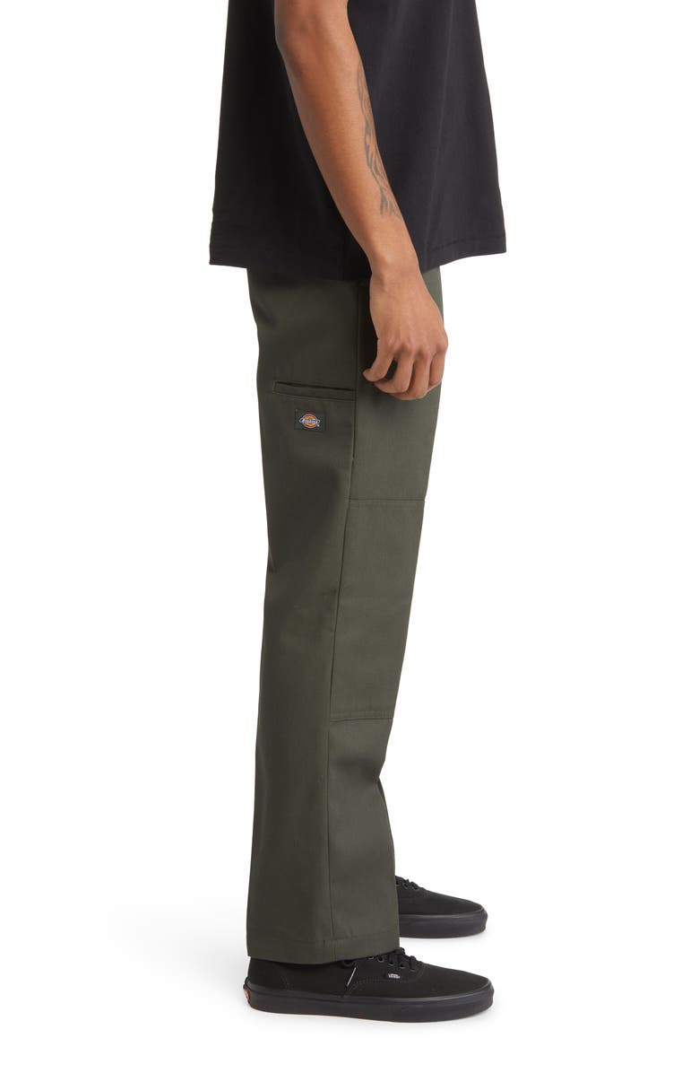 Dickies Flat Front Double Knee Pants, Alternate, color, Olive Green