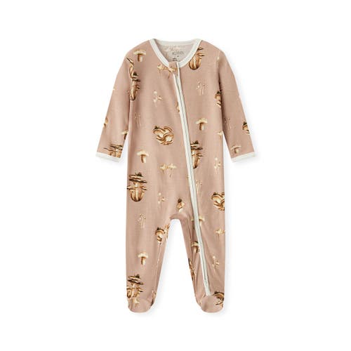 Milkbarn Organic Cotton Zipper Footed Romper In Brown