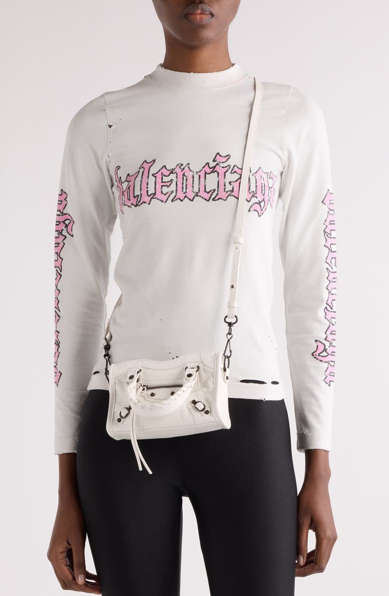 Balenciaga Nano Le City Leather Convertible Crossbody Bag, Alternate, color, 9104 White