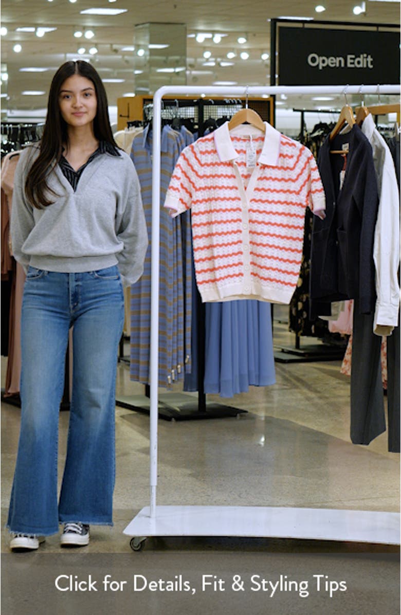 Piper Stripe Pointelle Stitch Cotton Button-Up Shirt, sales video thumbnail