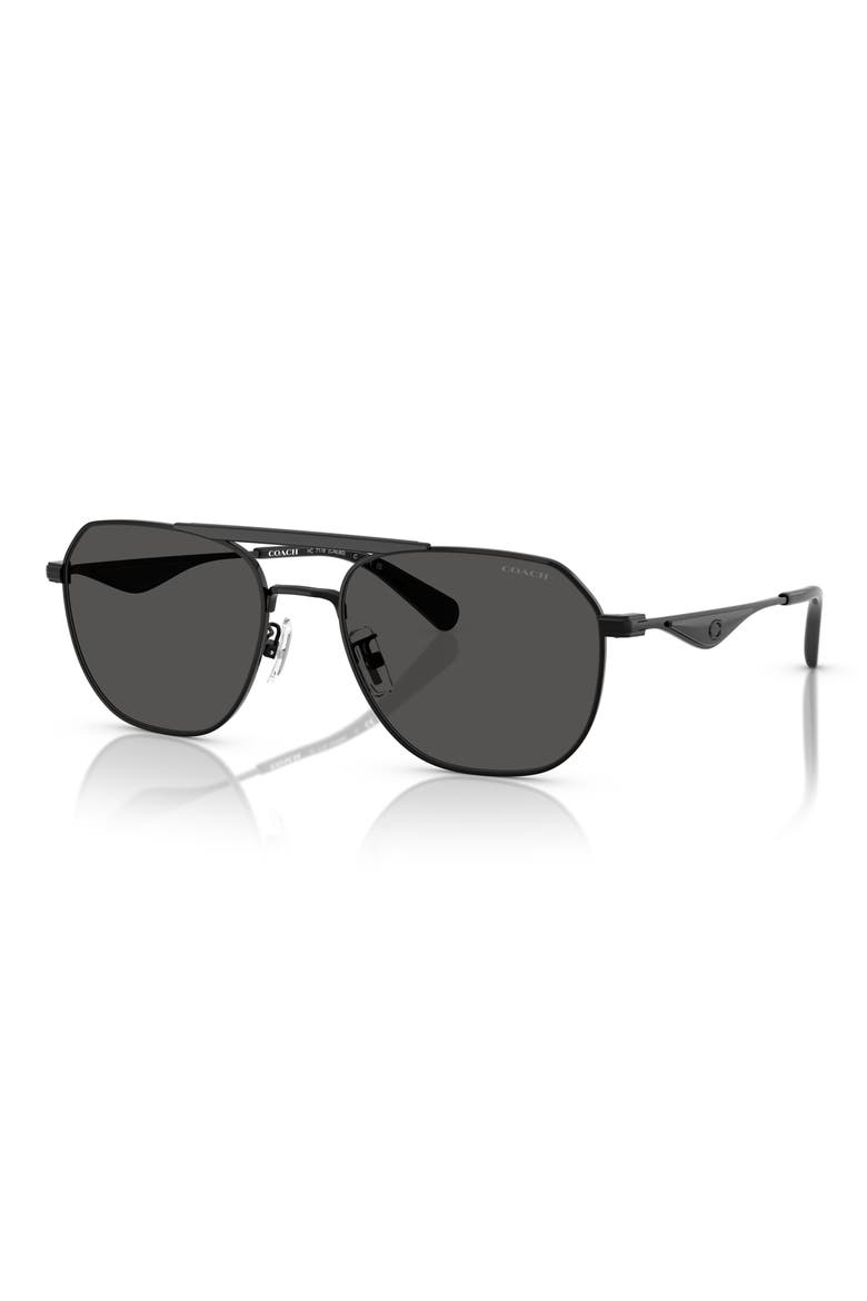 57mm Pilot Sunglasses, Alternate, color, SATIN BLACK / BLACK / GREY