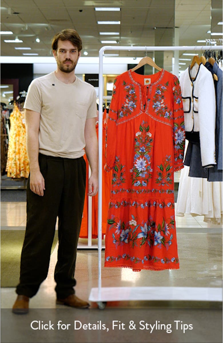 Sweet Bloom Long Sleeve Linen Blend Tiered Maxi Dress, sales video thumbnail