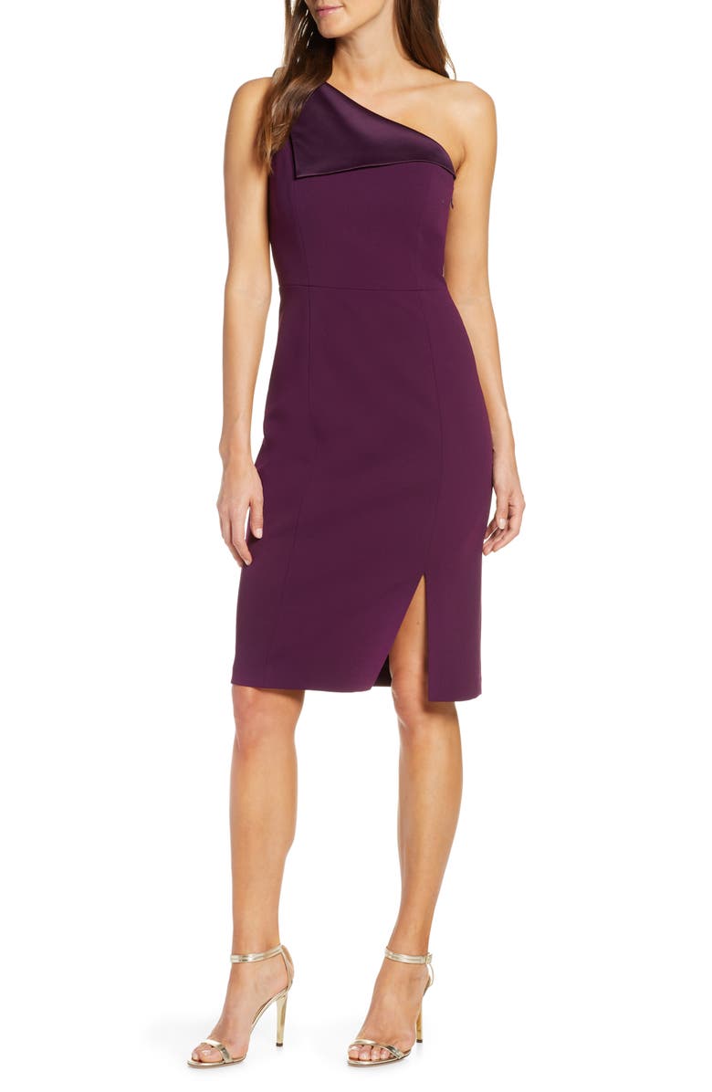Vince Camuto One-Shoulder Crepe Sheath Dress, Main, color, 