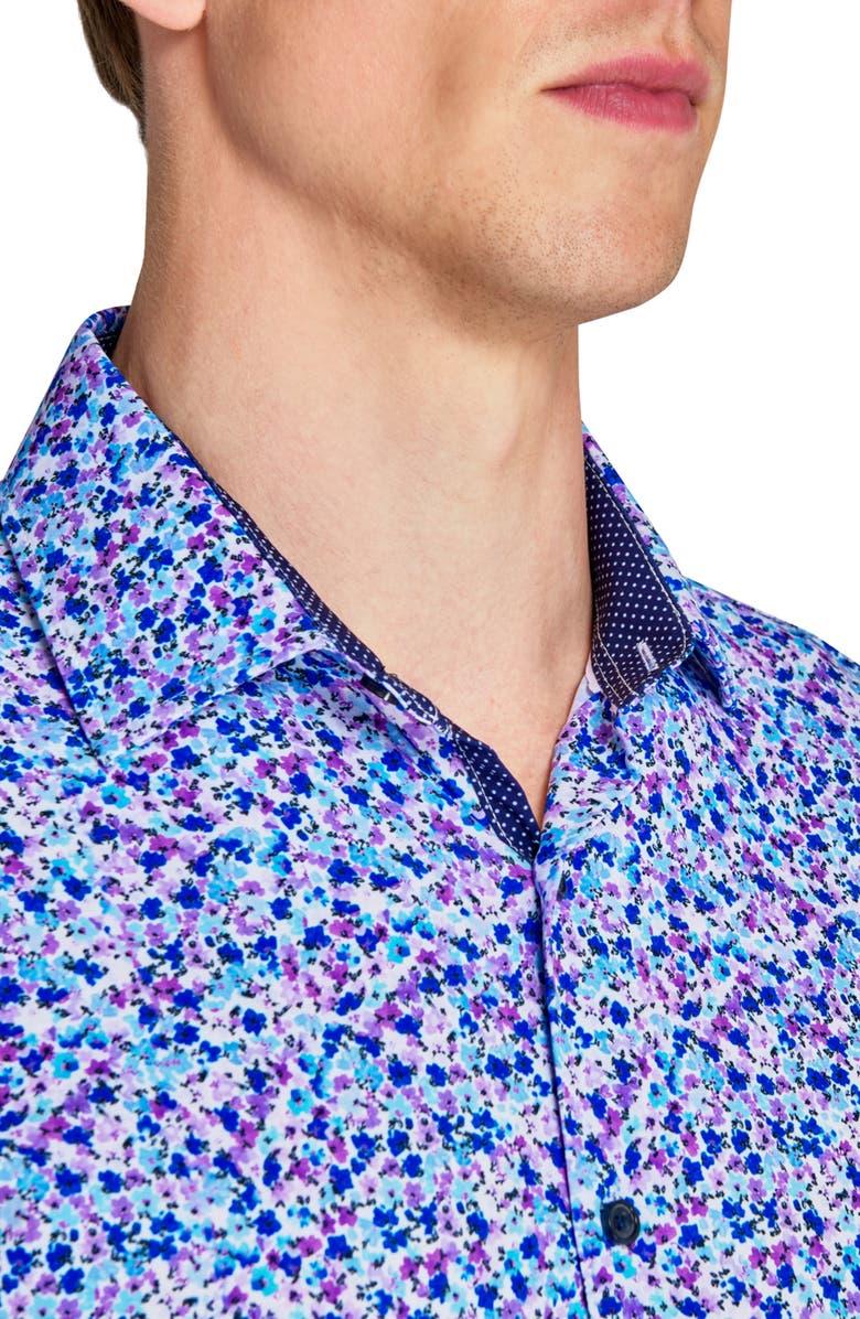 W.R.K Slim Fit Watercolor Floral Performance Dress Shirt, Alternate, color, Purple