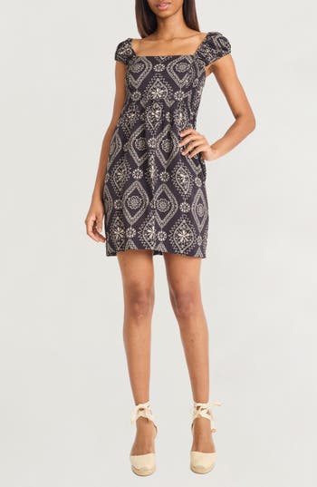 The Good Journey Puff Sleeve Mini Sundress In Multi