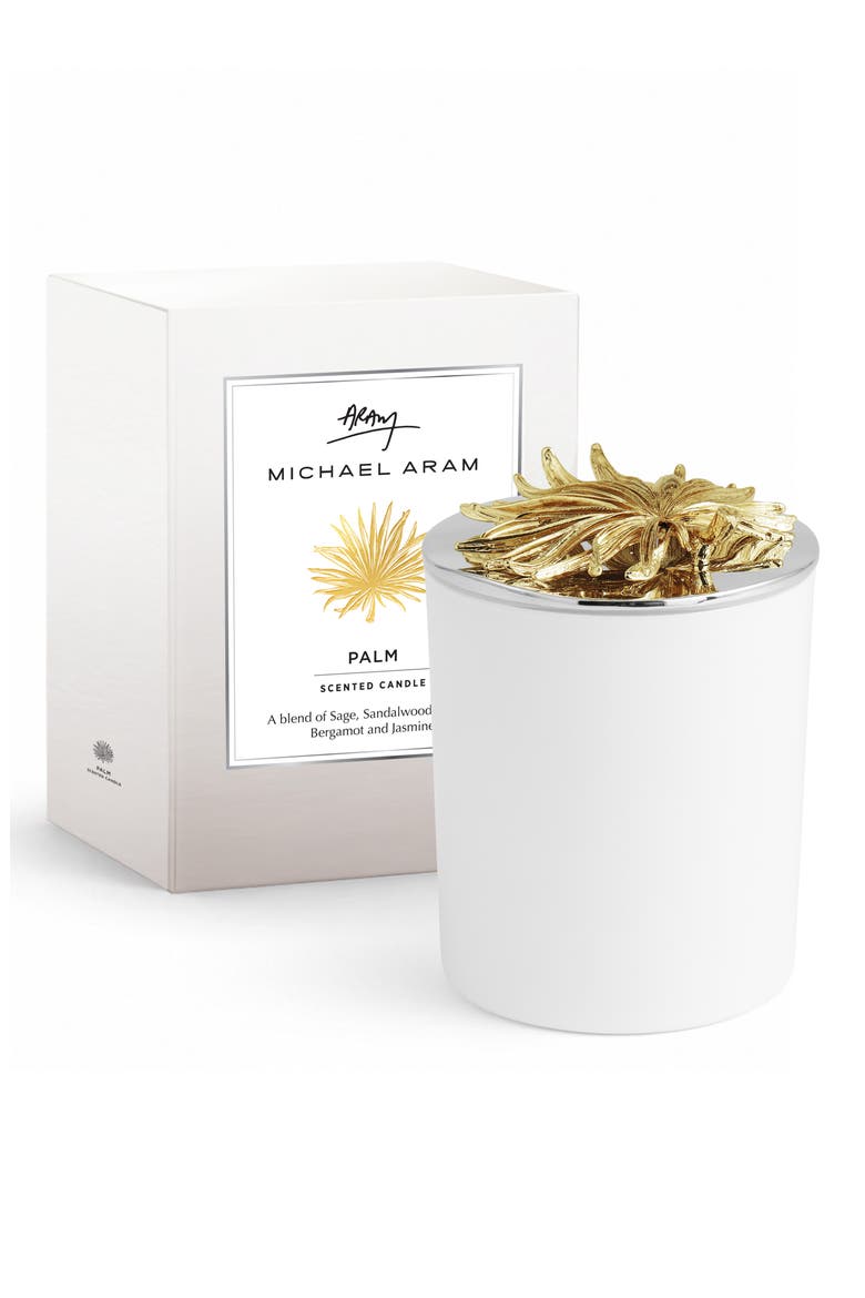 Palm Single Wick Scented Candle, Alternate, color, WHITE/ GOLD