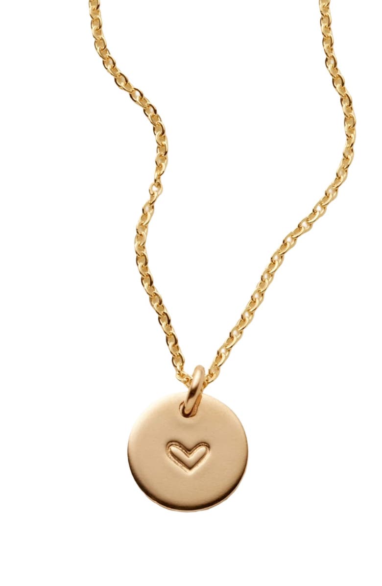 MADE BY MARY Heart Disc Necklace, Main, color, Gold Filled
