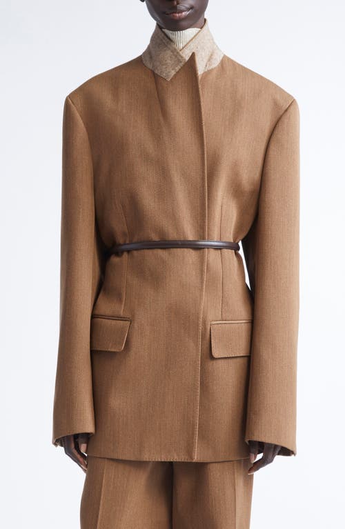 Fforme Malina Tailored Wool Blazer In Brown