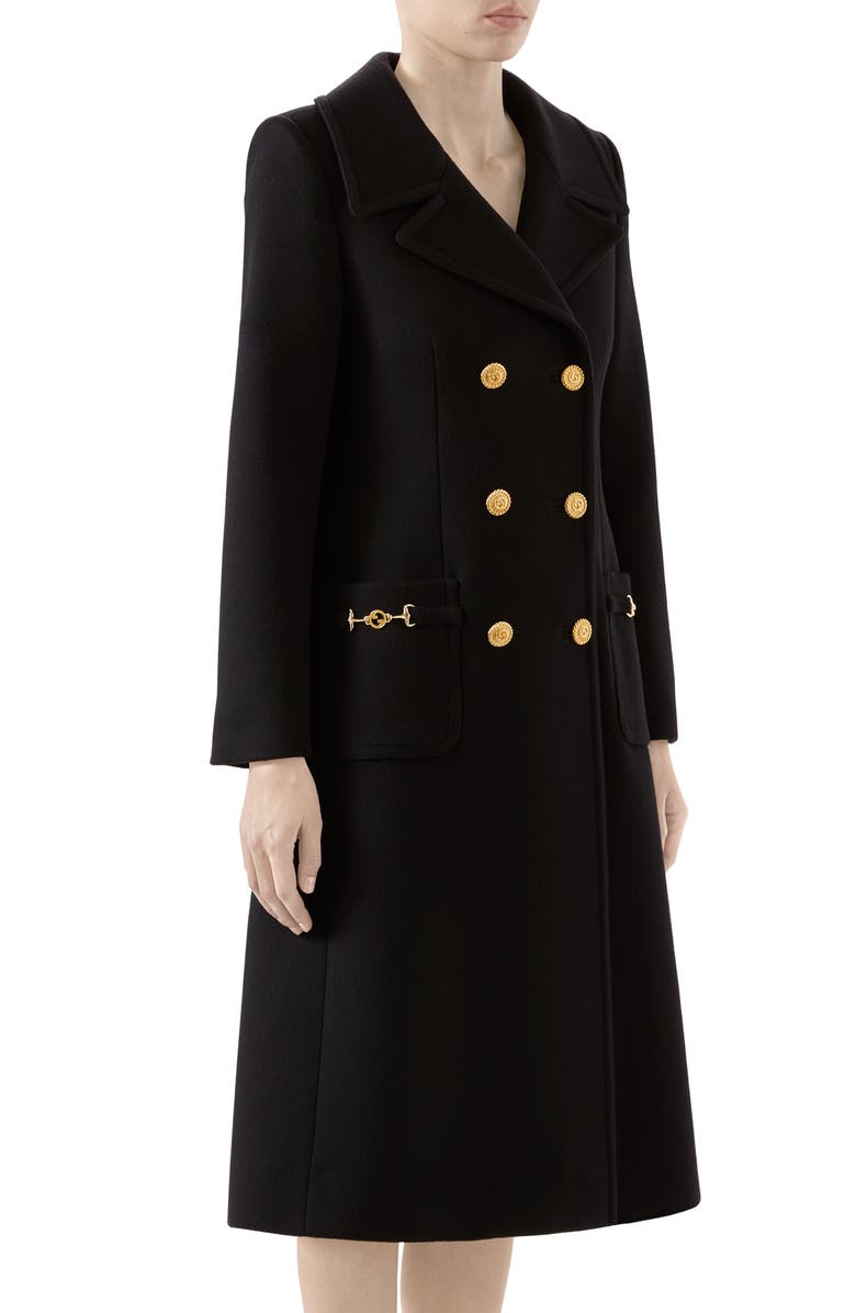 Gucci Double Breasted Wool Coat, Alternate, color,
