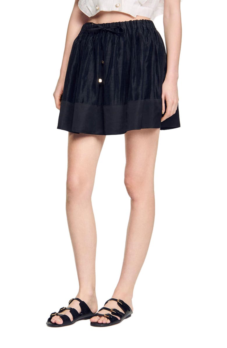 SANDRO Short dual-material skirt, Main, color, 