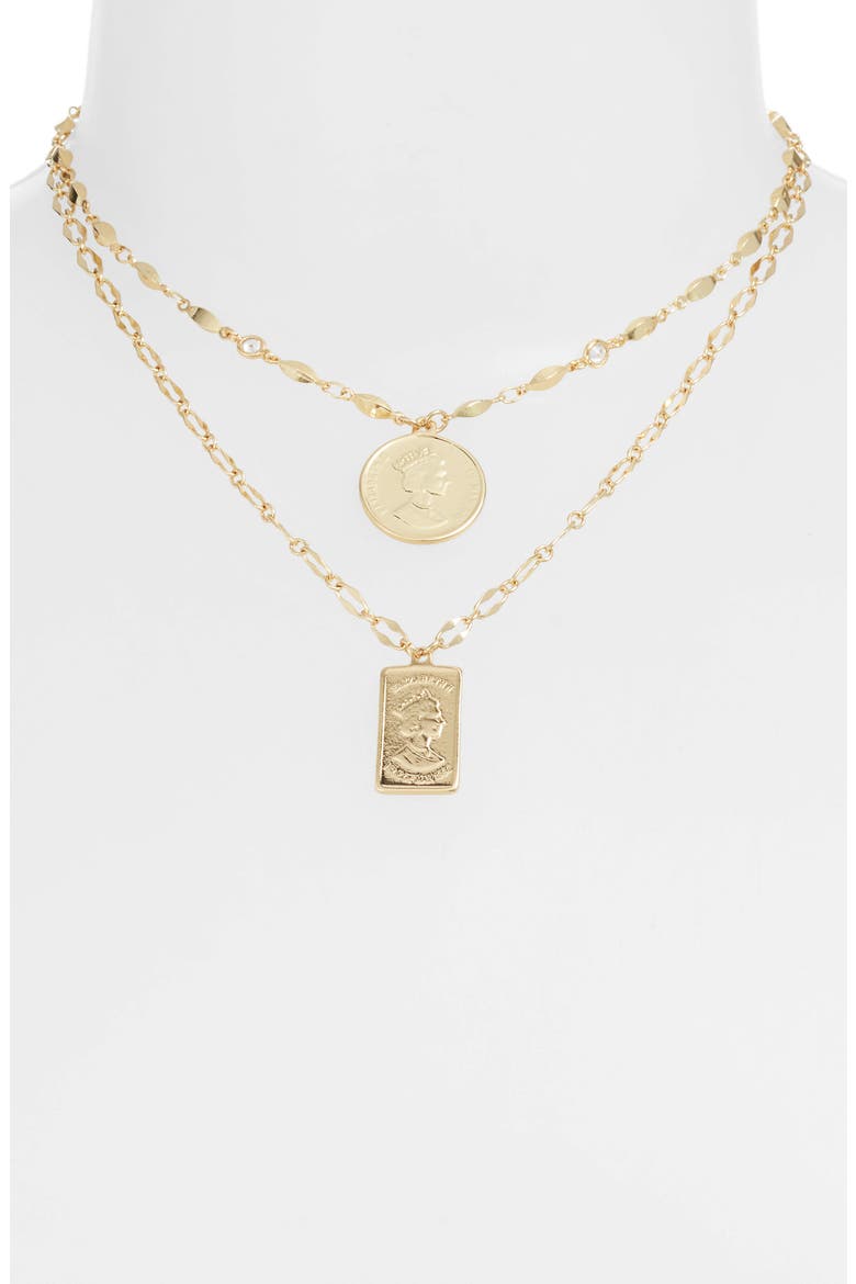 Set of 2 Pendant Necklaces, Main, color, GOLD