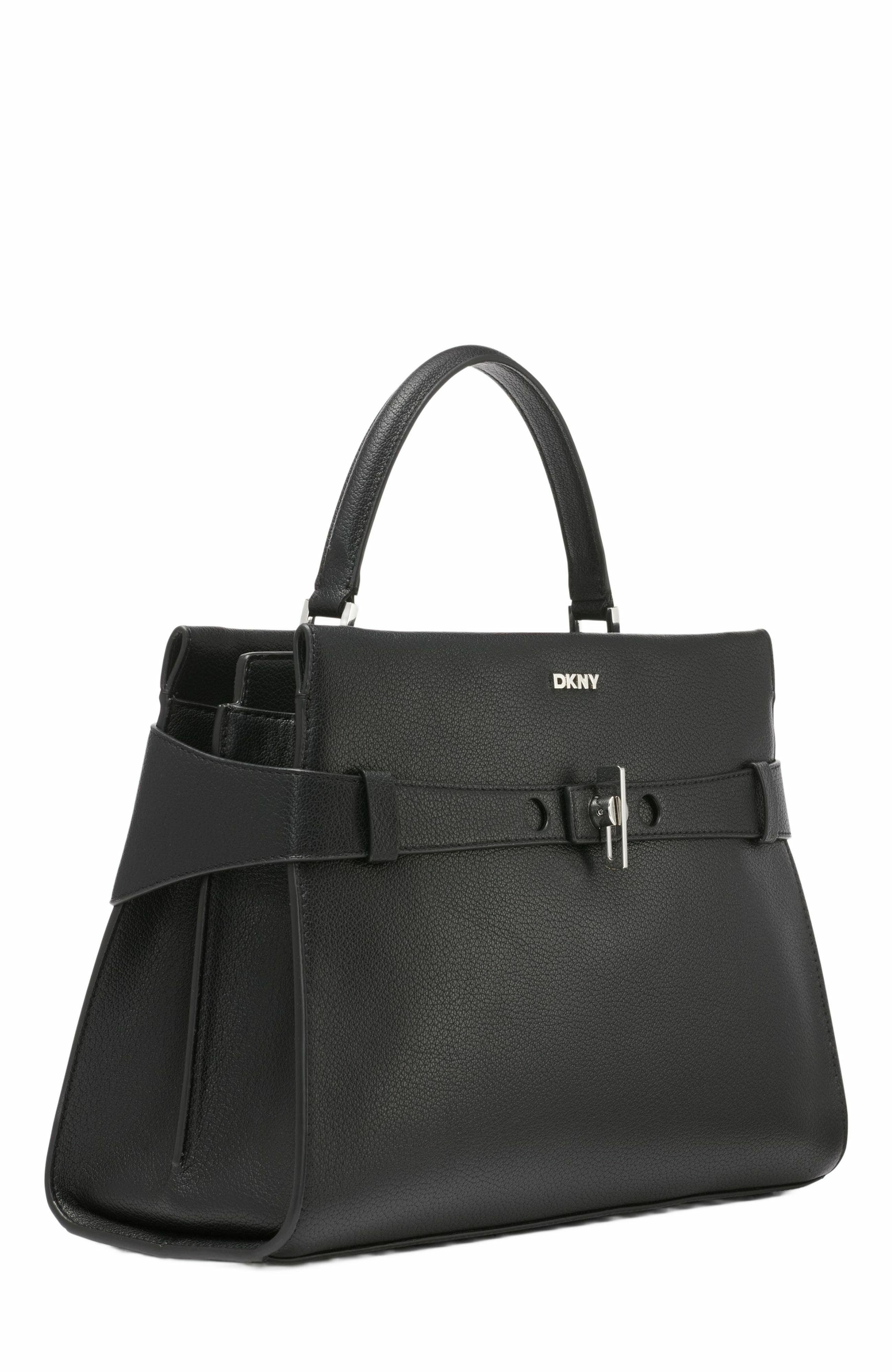 DKNY Bleeker Large Satchel, Alternate, color, Black/Silver