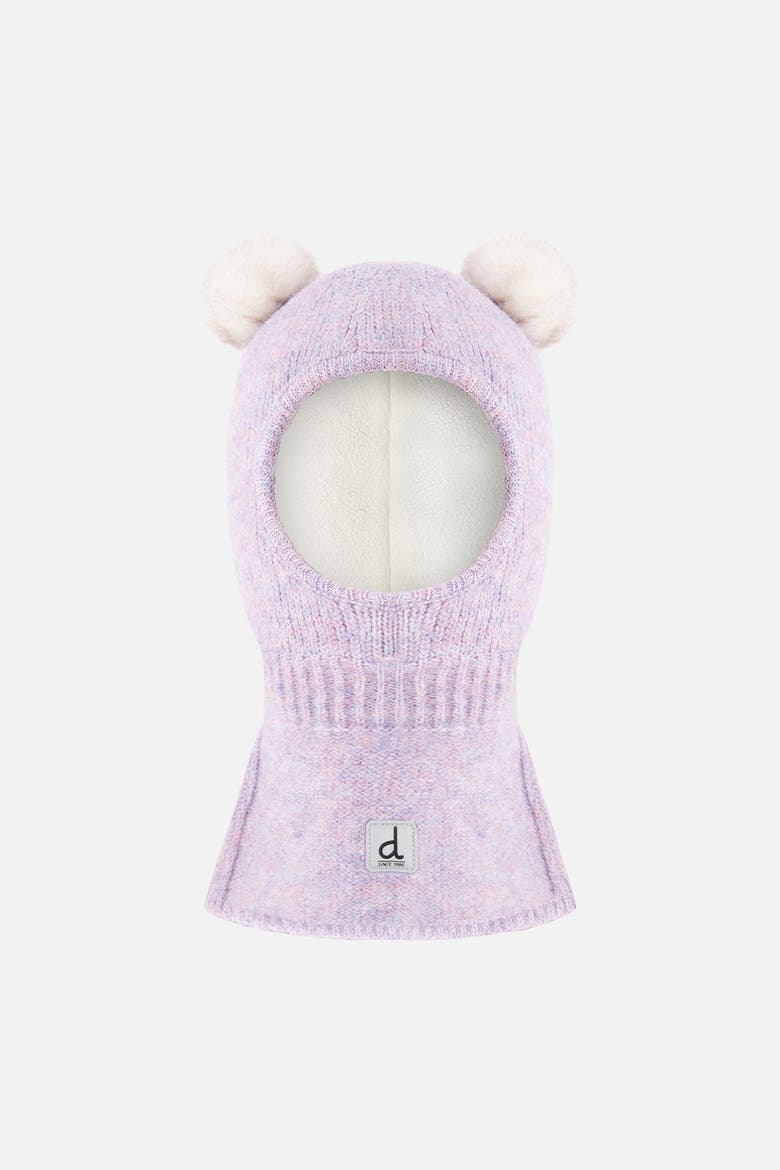 Girl Knit Bear Ears Fleece Lined Balaclava, Main, color, Lavender