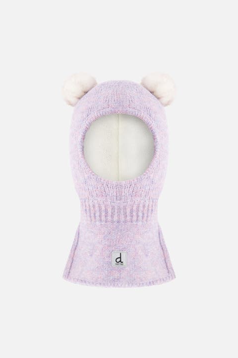 Girl Knit Bear Ears Fleece Lined Balaclava