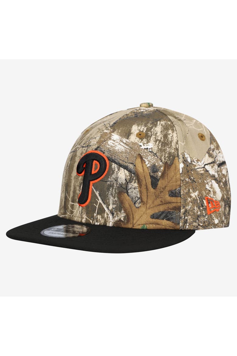 Men's New Era Camo Philadelphia Phillies Realtree Orange Pop 9FIFTY Snapback Hat, Main, color, Camo