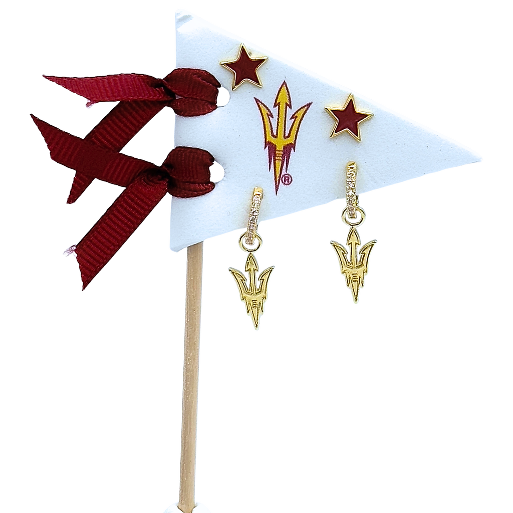 Color Shout Kansas State University Pennant Pair Earring Set In Gold