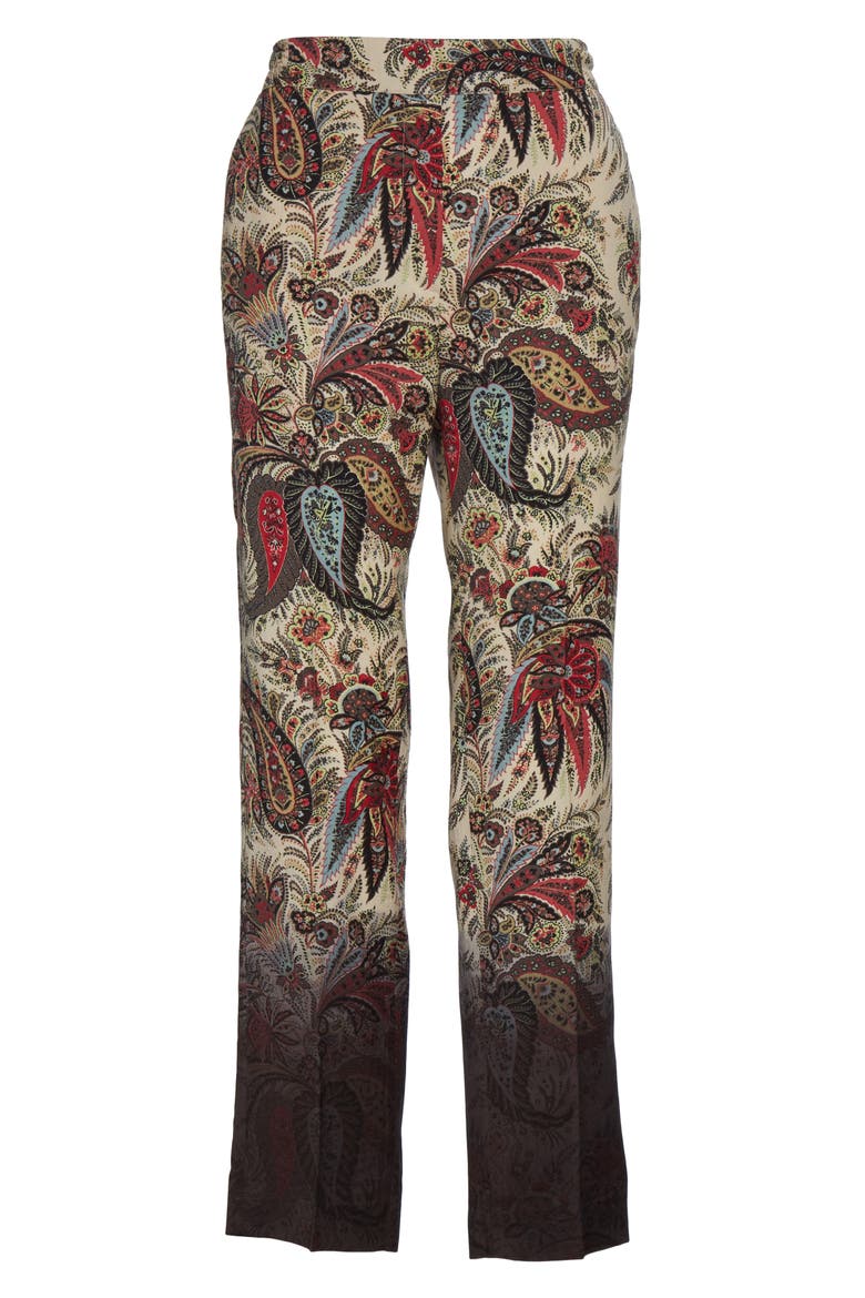 Dégradé Paisley Print Wool Crop Pants, Alternate, color, MULTI