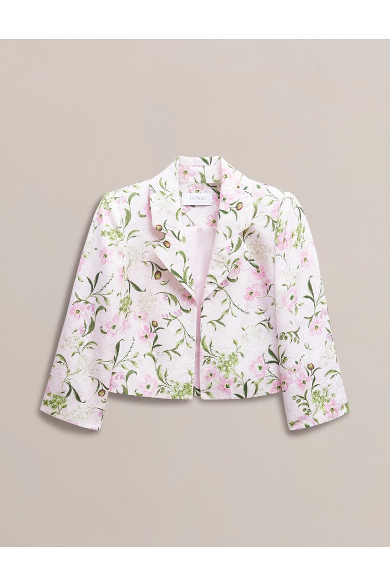 Lana Cropped Floral Jacket, Alternate, color, Pale Pink Multi