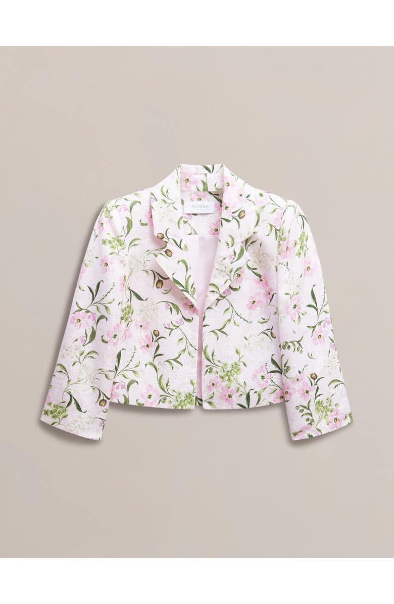 HOBBS LONDON Lana Cropped Floral Jacket, Alternate, color, Pale Pink Multi