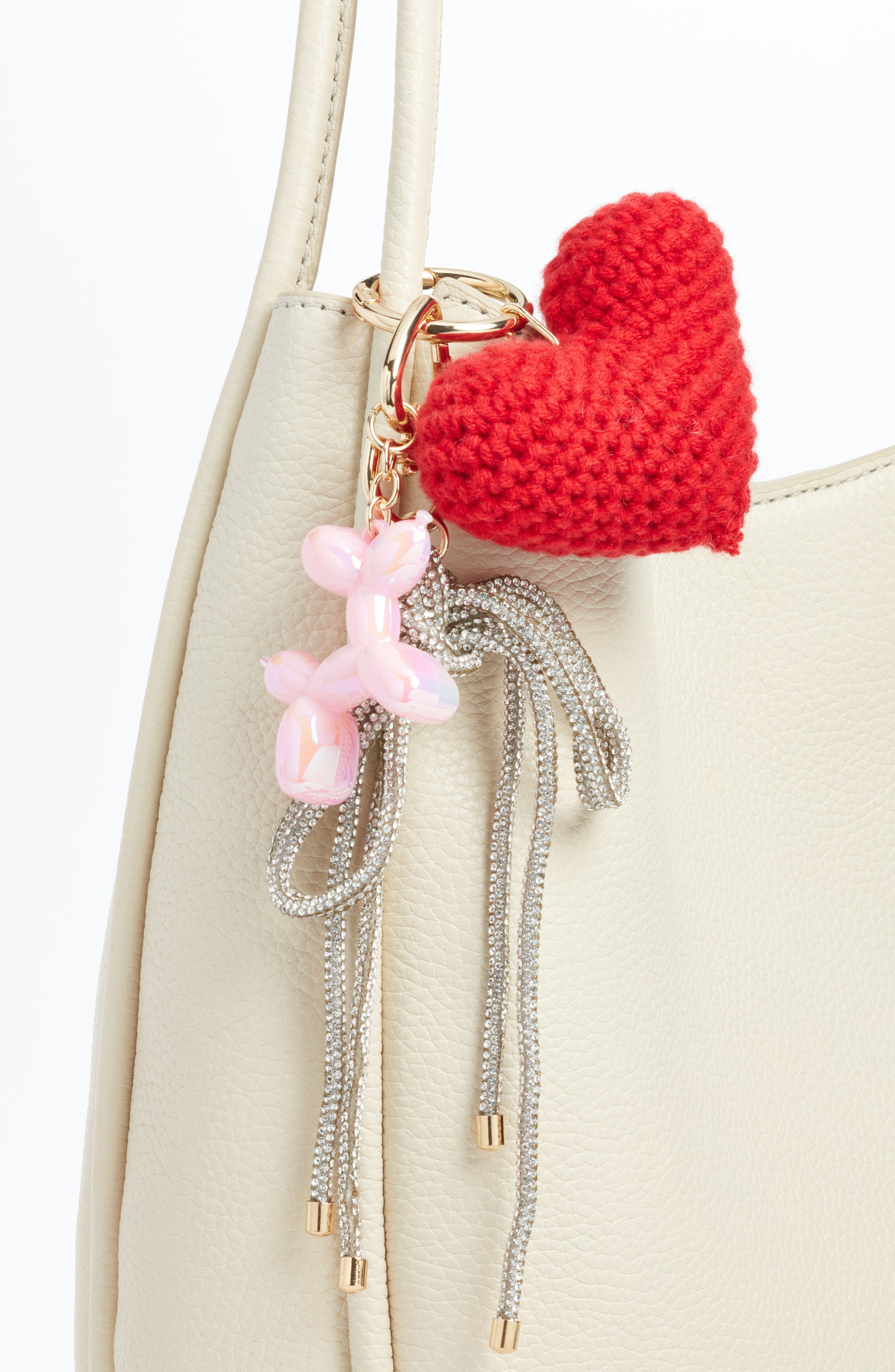 Chelsea28 Balloon Heart & Crystal Bow Bag Charm, Alternate, color, Red Multi- Gold