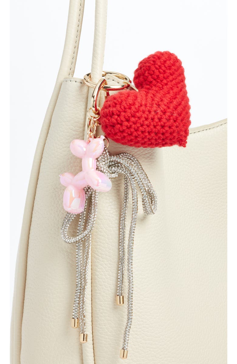 Chelsea28 Balloon Heart & Crystal Bow Bag Charm, Alternate, color, Red Multi- Gold