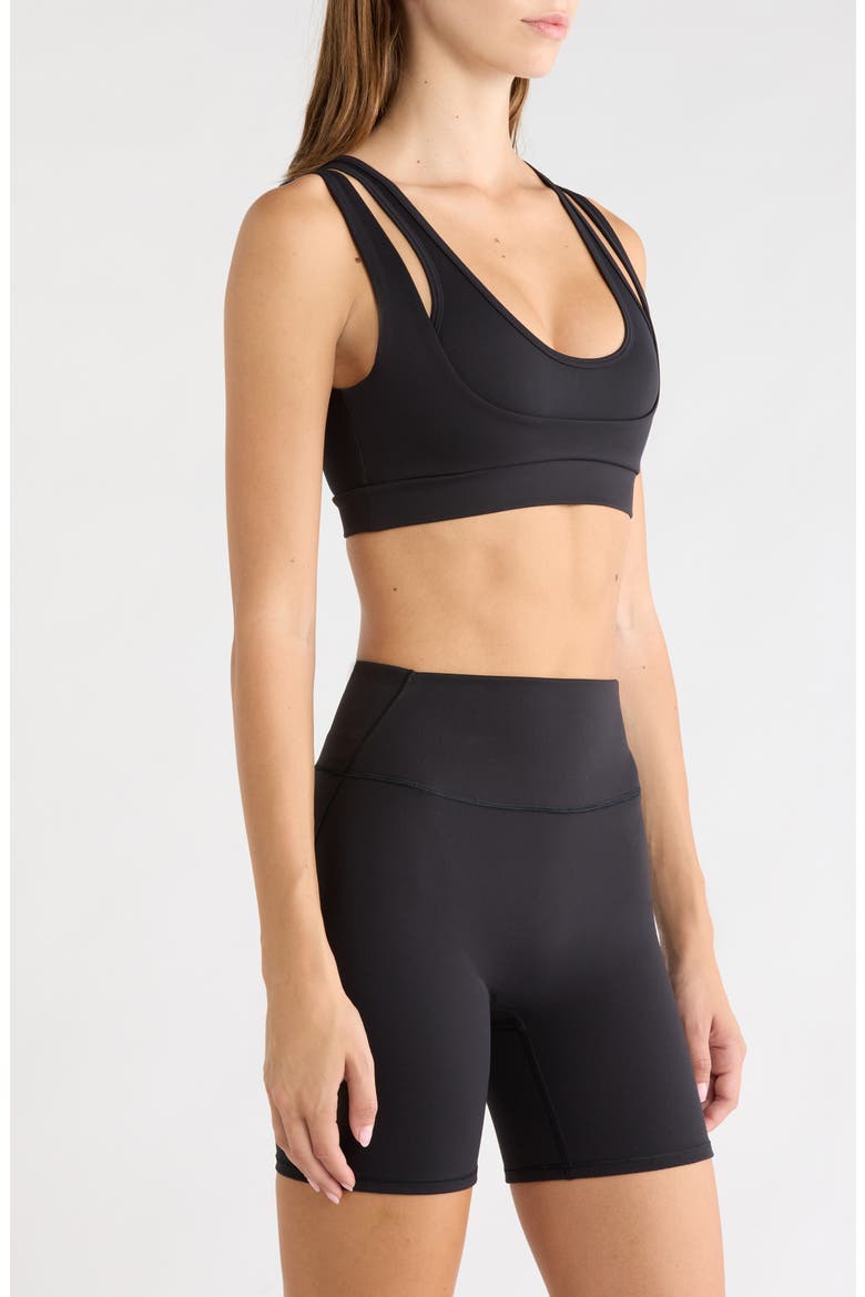 Matte Double Strap Scoop Bra, Alternate, color, OBSIDIAN