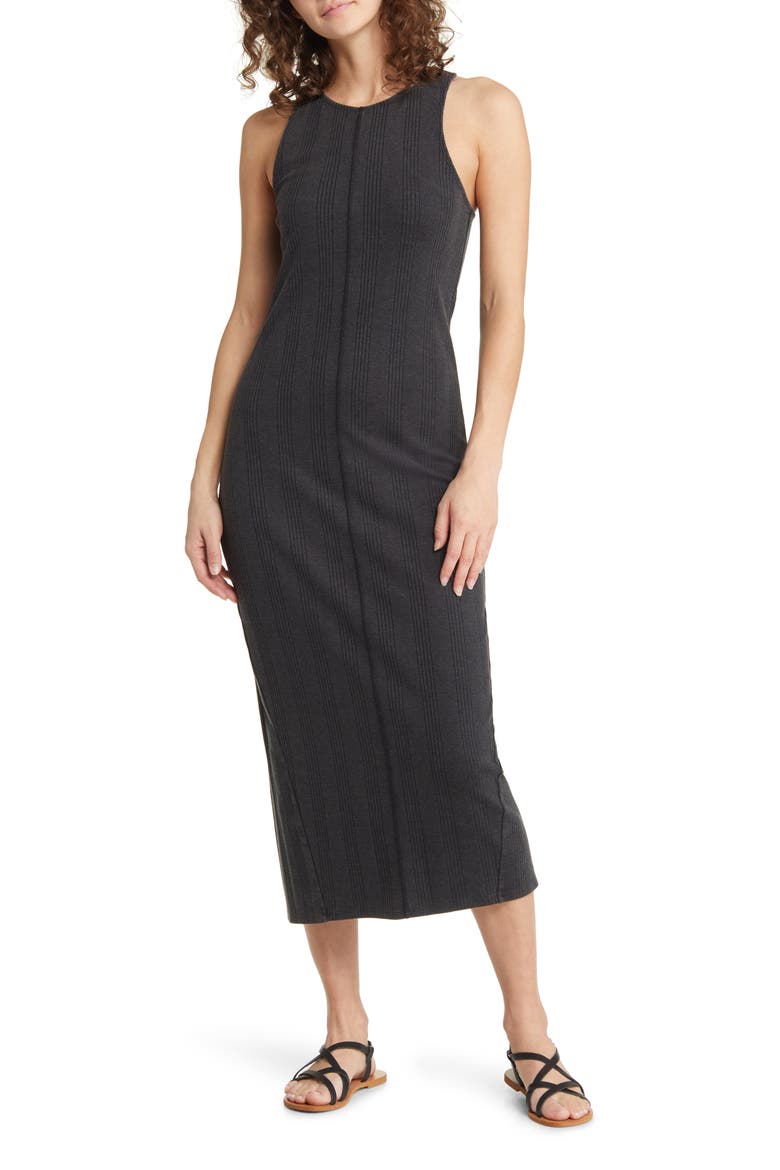 Rib Midi Tank Dress, Main, color, BLACK