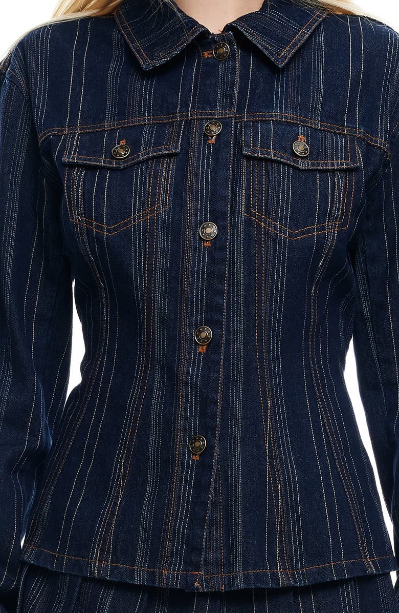 LIONESS Rider Topstitch Detail Denim Jacket, Alternate, color, 