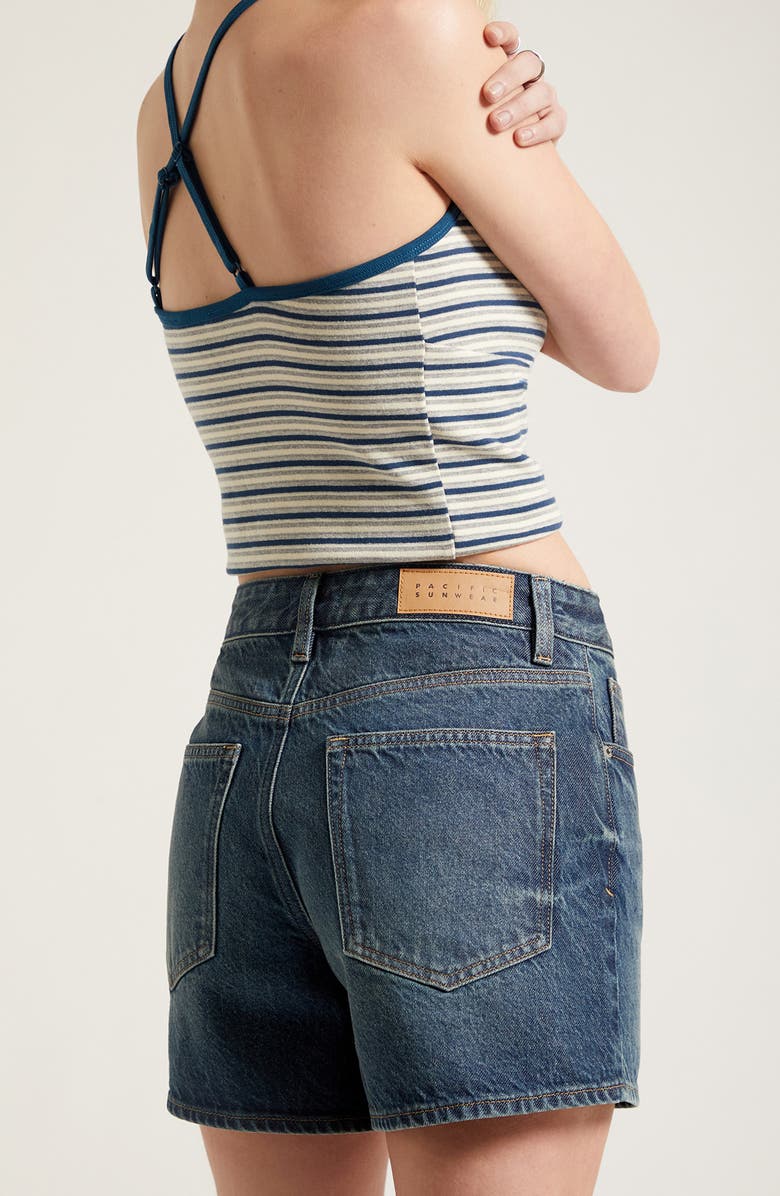 PacSun Sophie Mid Rise Denim Mom Shorts, Alternate, color, Dark Indigo