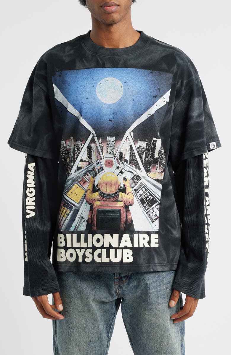 Billionaire Boys Club Arrivals Layered Cotton Graphic T-Shirt, Main, color, Black