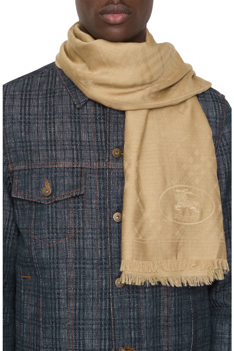 Check EKD Embroidered Wool & Silk Scarf, Alternate, color, SAND