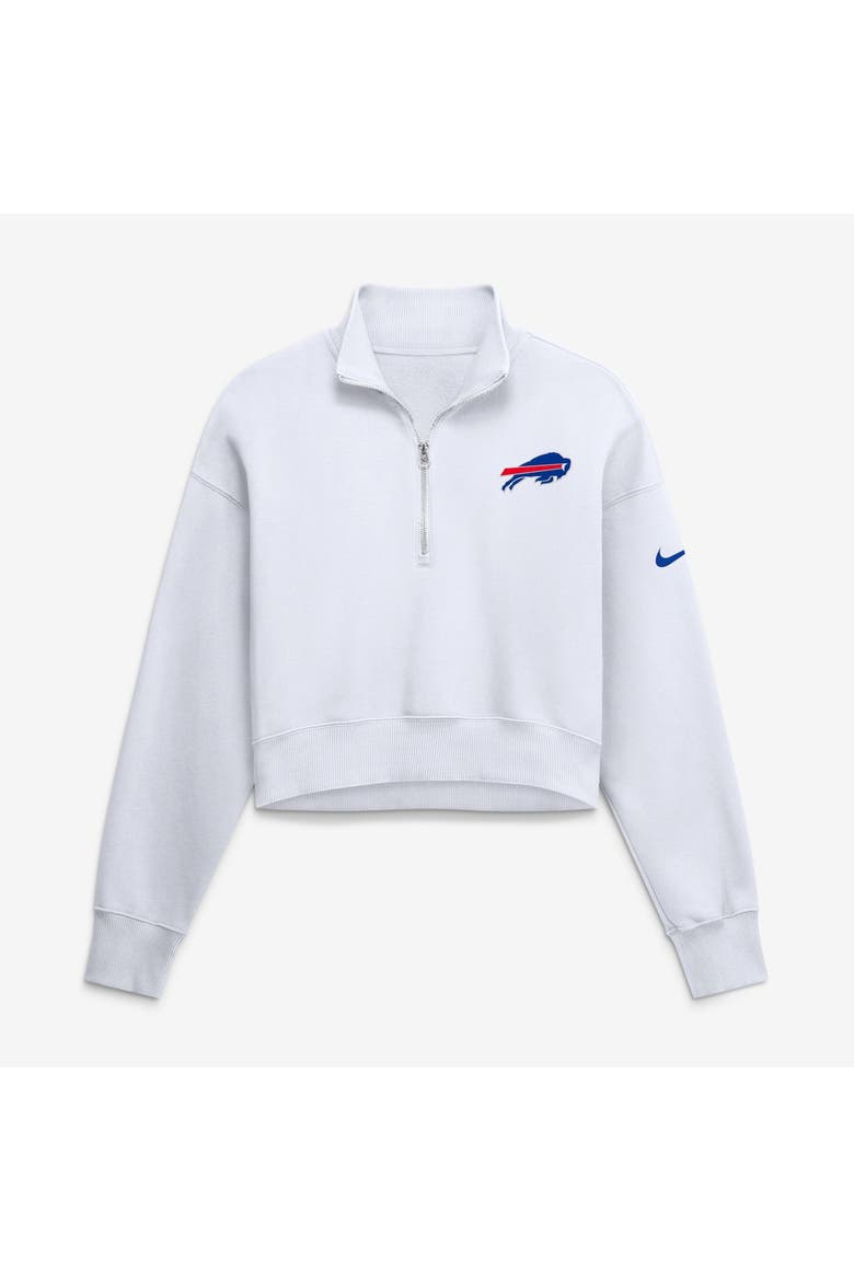 Women's Nike White Buffalo Bills Oversized Phoenix Fleece Cropped Quarter-Zip Sweatshirt, Main, color, White
