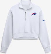 Nike Women's Nike White Buffalo Bills Oversized Phoenix Fleece Cropped Quarter-Zip Sweatshirt