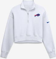 Nike Women's Nike White Buffalo Bills Oversized Phoenix Fleece Cropped Quarter-Zip Sweatshirt