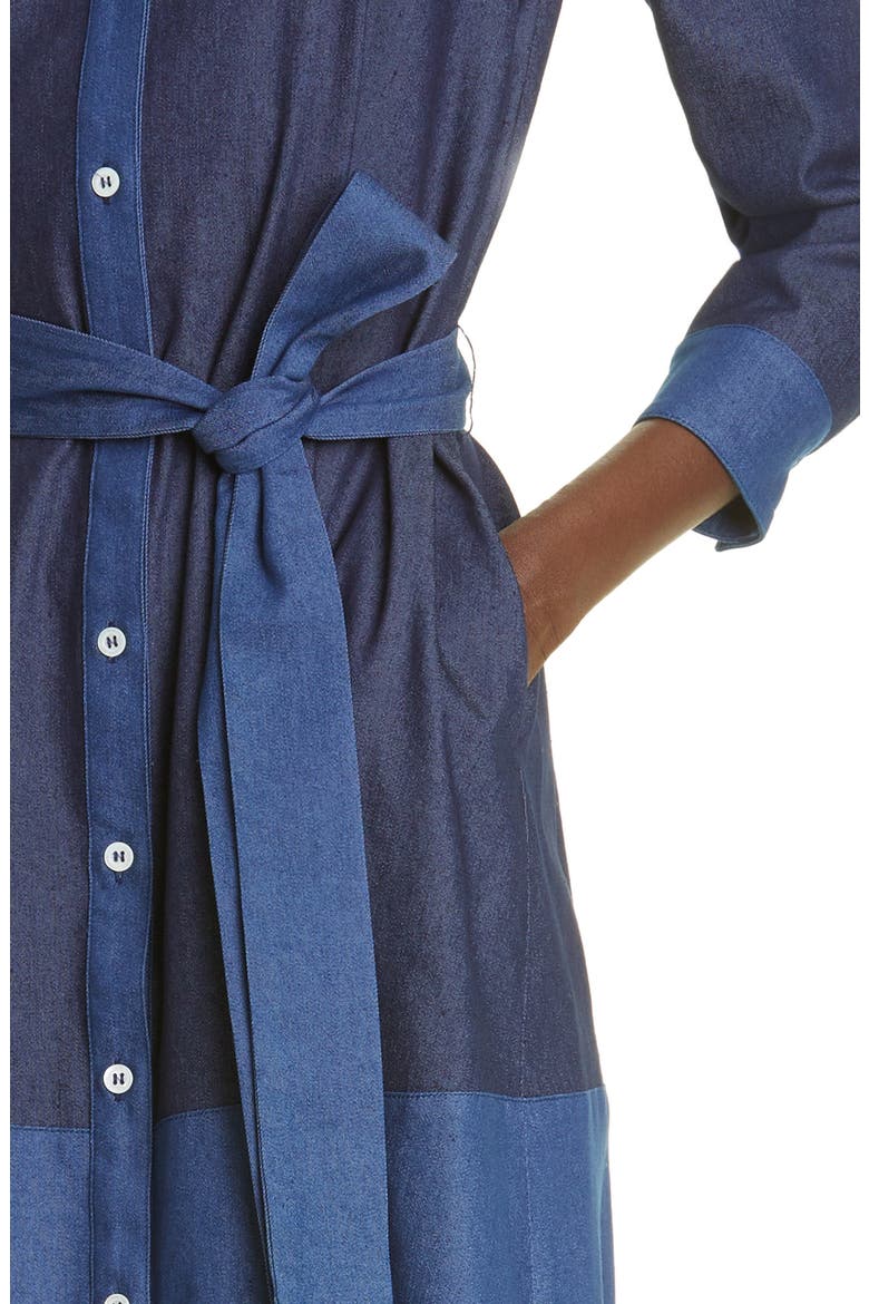 Colorblock Long Sleeve Denim Shirtdress, Alternate, color, NAVY/ MULTI