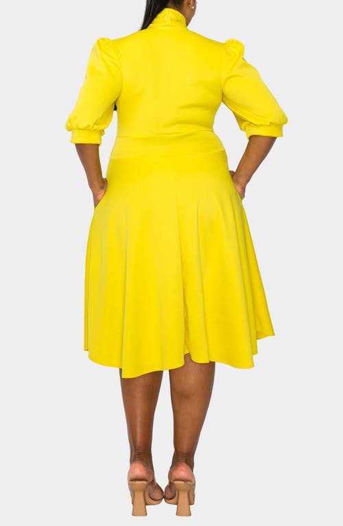 L I V D Carina Donna Fit & Flare Midi Dress In Yellow