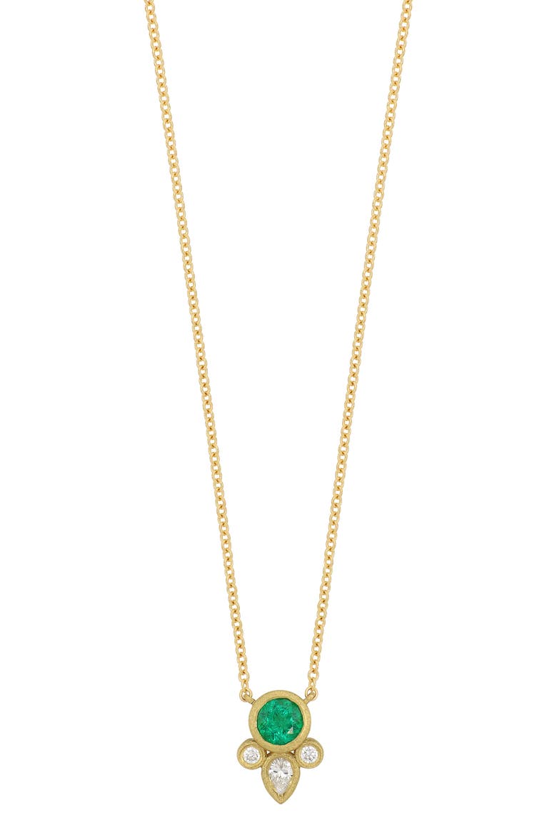 El Mar Diamond & Emerald Circle Pendant Necklace (Nordstrom Exclusive), Main, color, 18KY