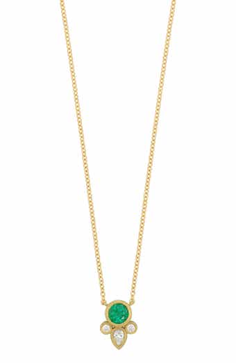 Bony Levy El Mar Diamond & Emerald Circle Pendant Necklace