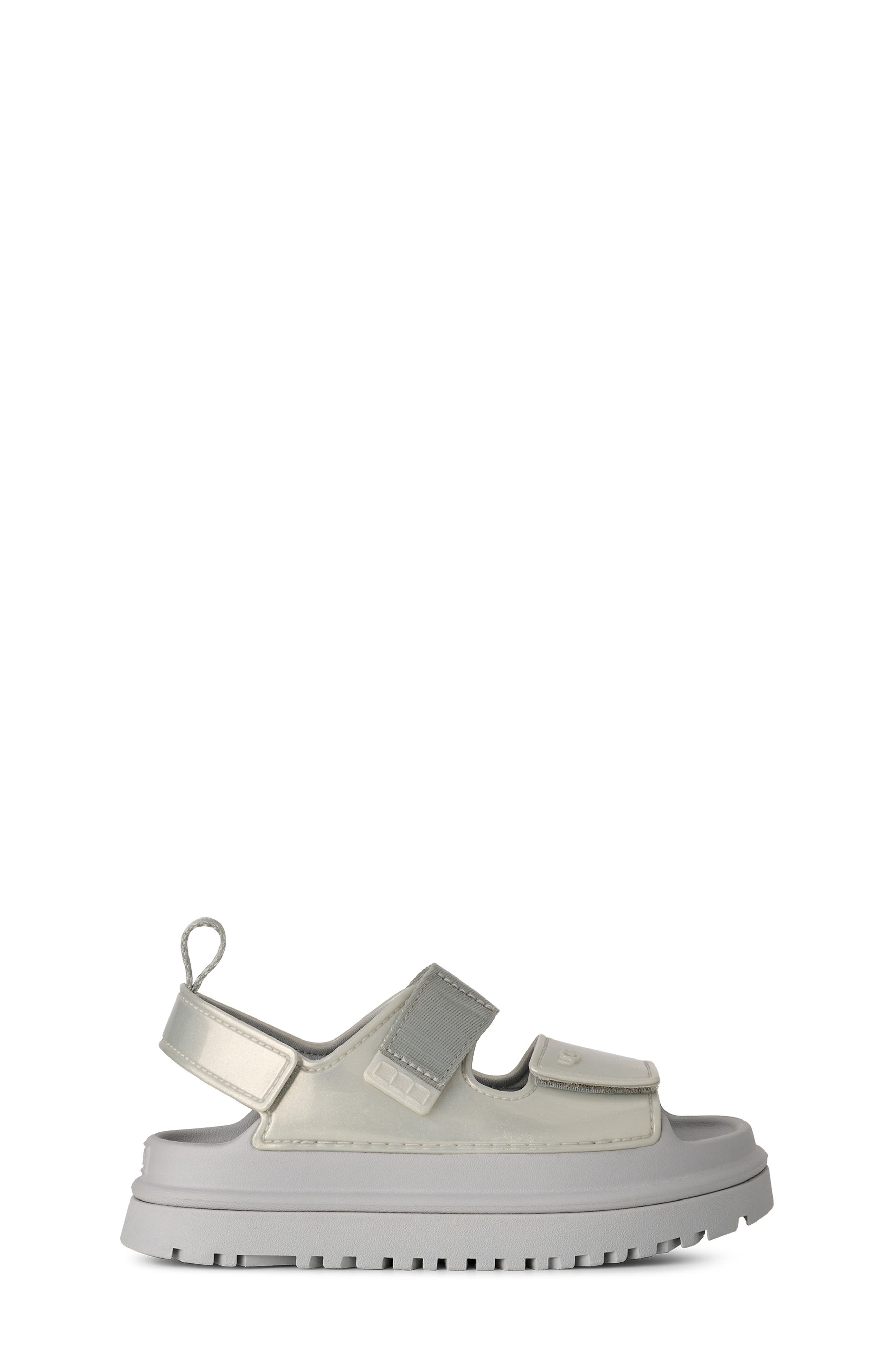 UGG<sup>®</sup> Kids' Goldenglow Glossy Sparkles Water Friendly Sandal, Alternate, color, Silver